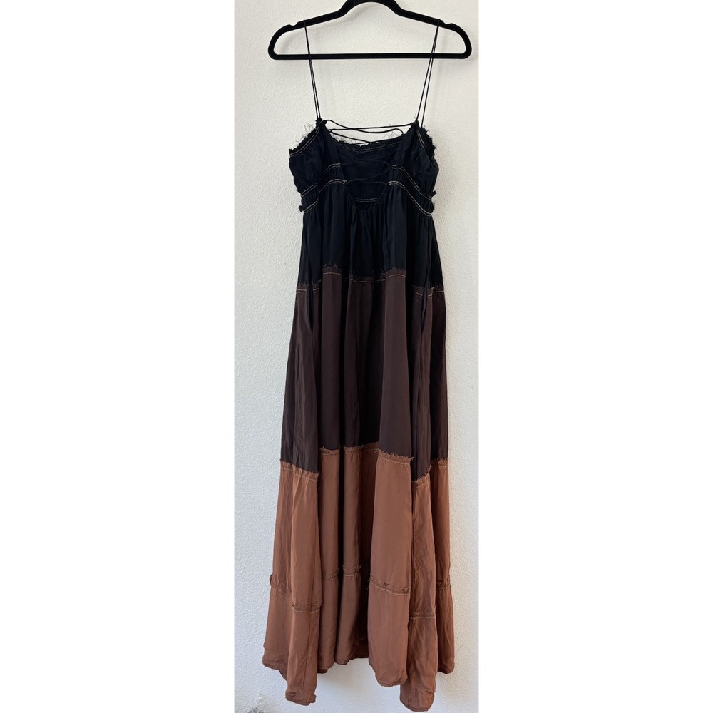 Zara Desert Collection 2019 Colorblock Dress Maxi Slip Bohemian Size Small Brown - Picture 5 of 13